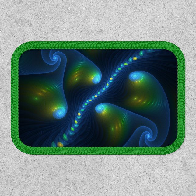 Fantasy Lights Abstract Blue Green Yellow Fractal Patch (Front)