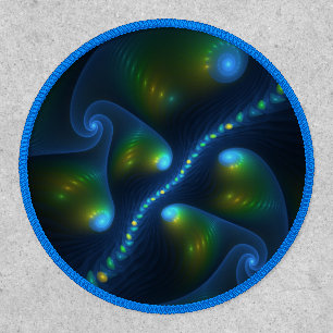Fantasy Lights Abstract Blue Green Yellow Fractal Patch