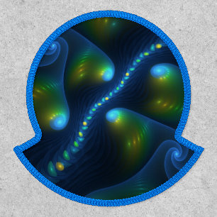 Fantasy Lights Abstract Blue Green Yellow Fractal Patch