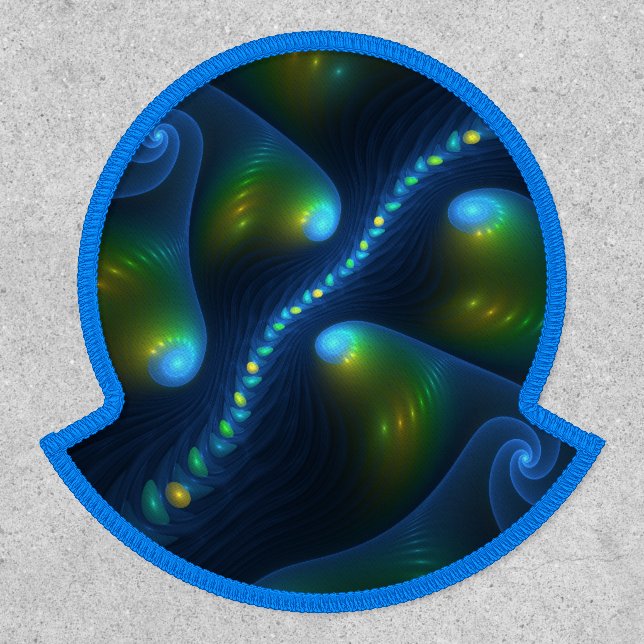 Fantasy Lights Abstract Blue Green Yellow Fractal Patch (Front)
