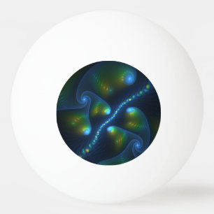 Fantasy Lights Abstract Blue Green Yellow Fractal Ping Pong Ball