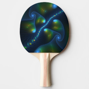 Fantasy Lights Abstract Blue Green Yellow Fractal Ping Pong Paddle