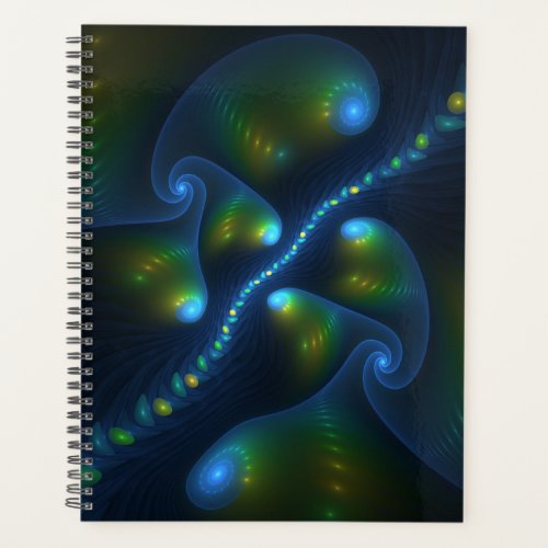Fantasy Lights Abstract Blue Green Yellow Fractal Planner