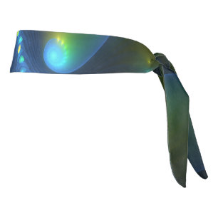 Fantasy Lights Abstract Blue Green Yellow Fractal Tie Headband