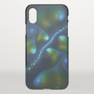 Fantasy Lights Abstract Blue Green Yellow Fractal iPhone X Case