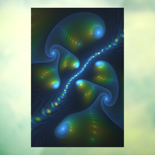 Fantasy Lights Abstract Blue Green Yellow Fractal Window Cling