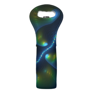 Fantasy Lights Abstract Blue Green Yellow Fractal Wine Bag