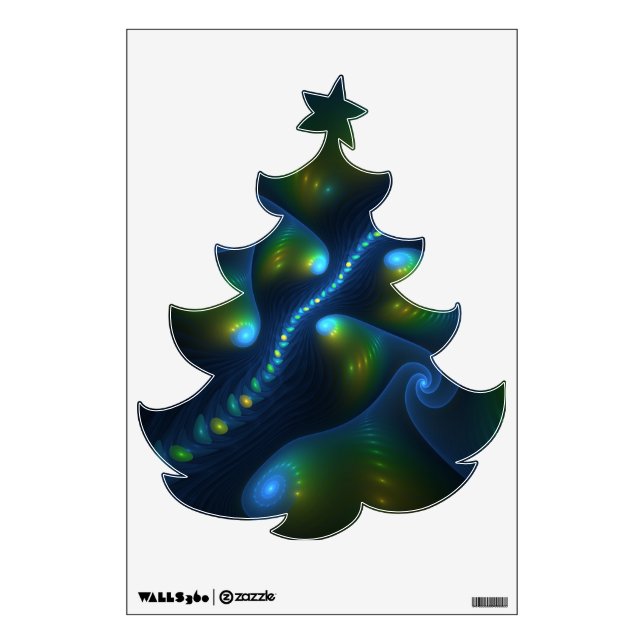 Fantasy Lights Abstract Fractal Art Christmas Tree Wall Decal (Front)
