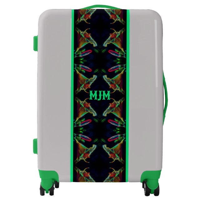 Fantasy Lily Abstract Flower Art Monogram Luggage (Front)