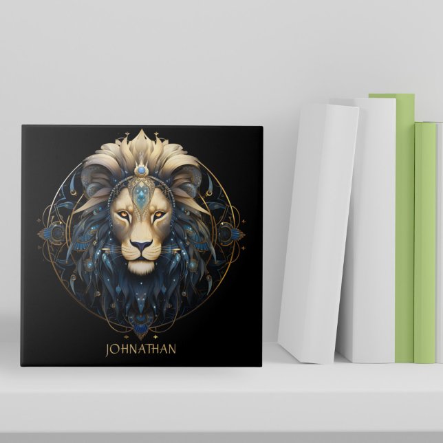 Fantasy Lion Zodiac Symbol Sun Sign Name Leo Ceramic Tile (Creator Uploaded)