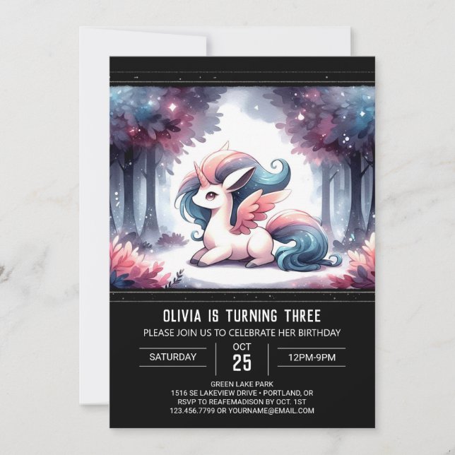 Fantasy Little Horse Birthday Invitation (Front)