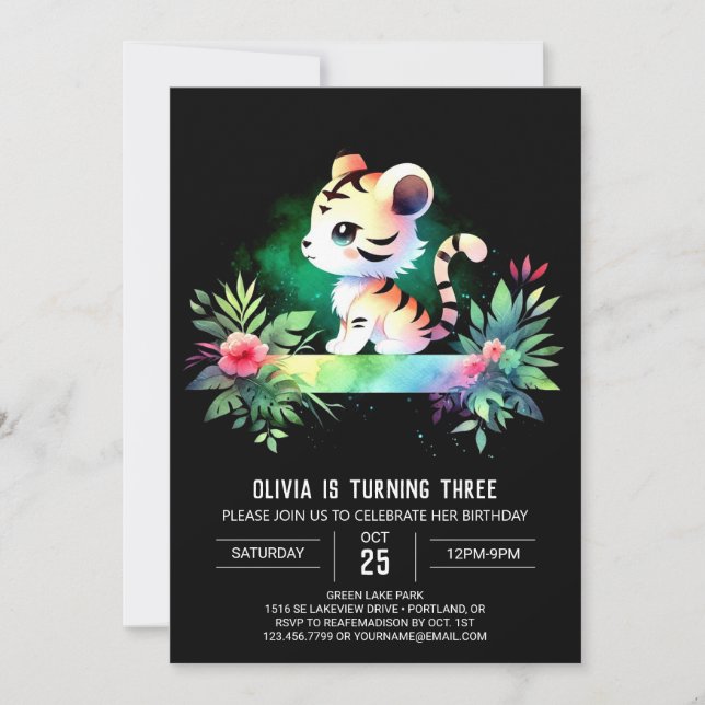 Fantasy Little Tiger Birthday Invitation (Front)