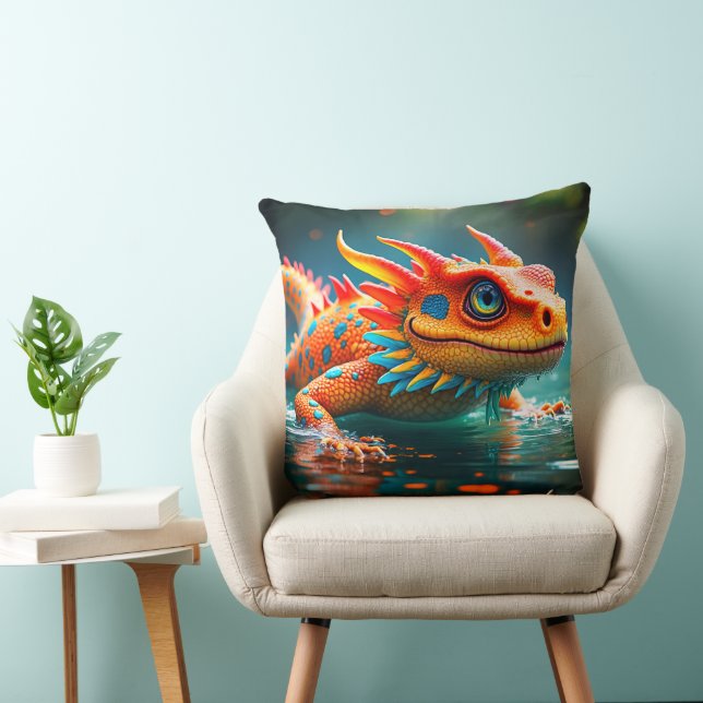 Fantasy Lizard Throw Pillow (Chair)