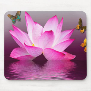 Fantasy Lotus Flower with Butterfly Mouse Pad