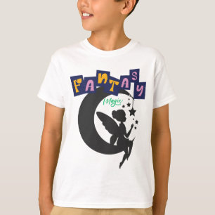 Fantasy Magic – Fairy Sitting on Moon with Stars T-Shirt