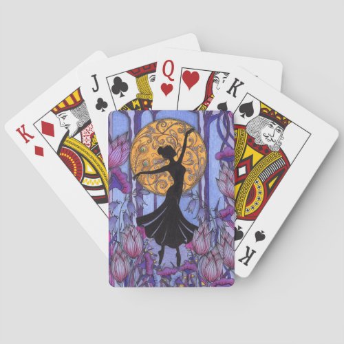 Fantasy Magic Forest Purple Floral Dancer Playing  Poker Cards