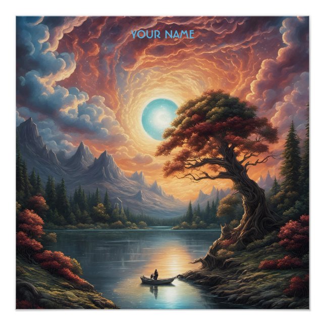 Fantasy Magic Romantic Tree Landscape Poster (Front)