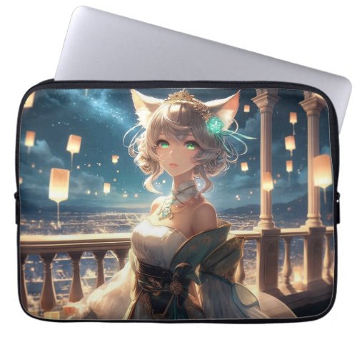 Fantasy Magical Catgirl Anime Royalty Laptop Sleeve