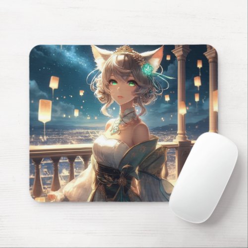 Fantasy Magical Catgirl Anime Royalty Mouse Pad