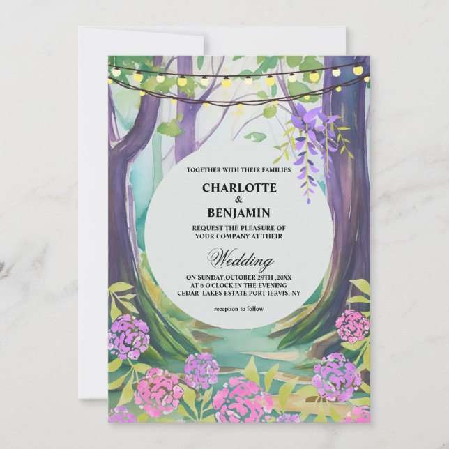 Fantasy Magical Enchanted Forest Wedding Invitation (Front)