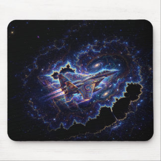 Fantasy Mandelbrot Fighter Jet In Fractal Portal Mouse Pad