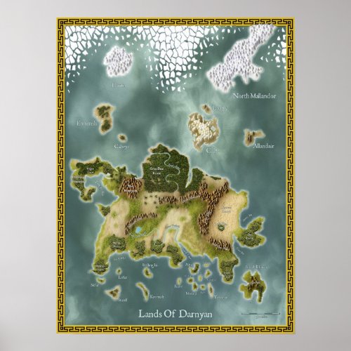 Fantasy Map Of Darnyan Poster