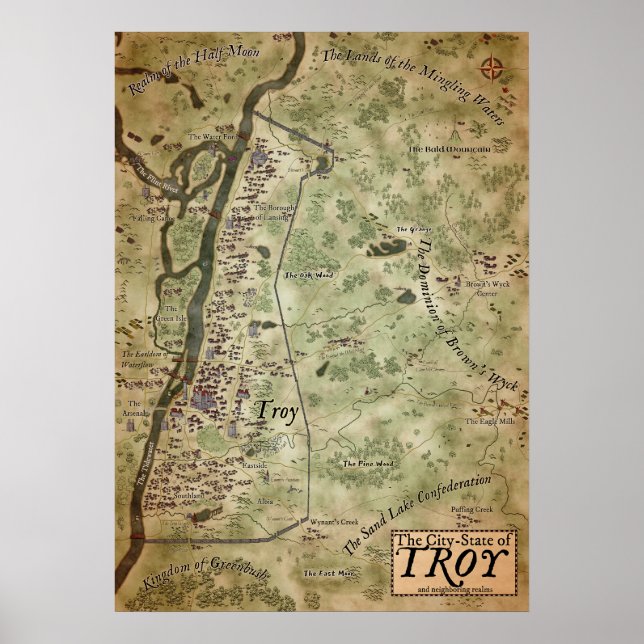 Fantasy Map of Troy, New York Poster (Front)