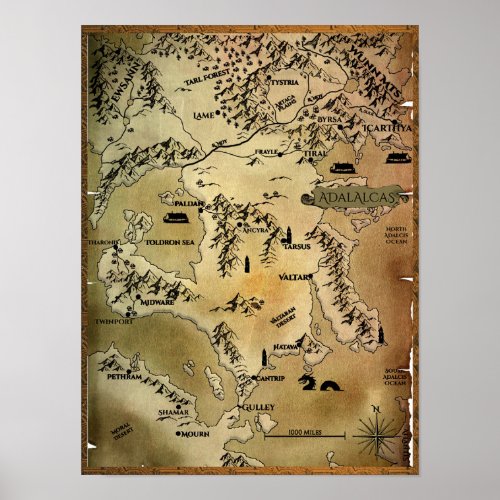 Fantasy Map Print of Adalalcas