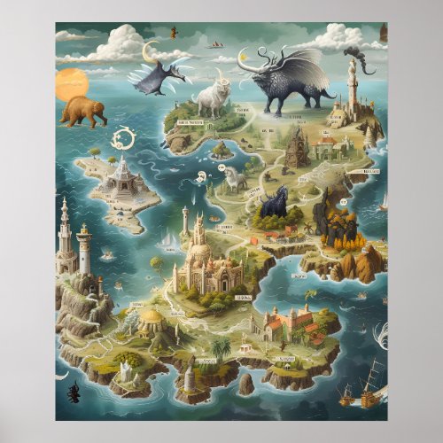 Fantasy Map Version 2 Poster