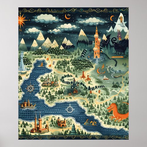 Fantasy Map Version 3 Poster