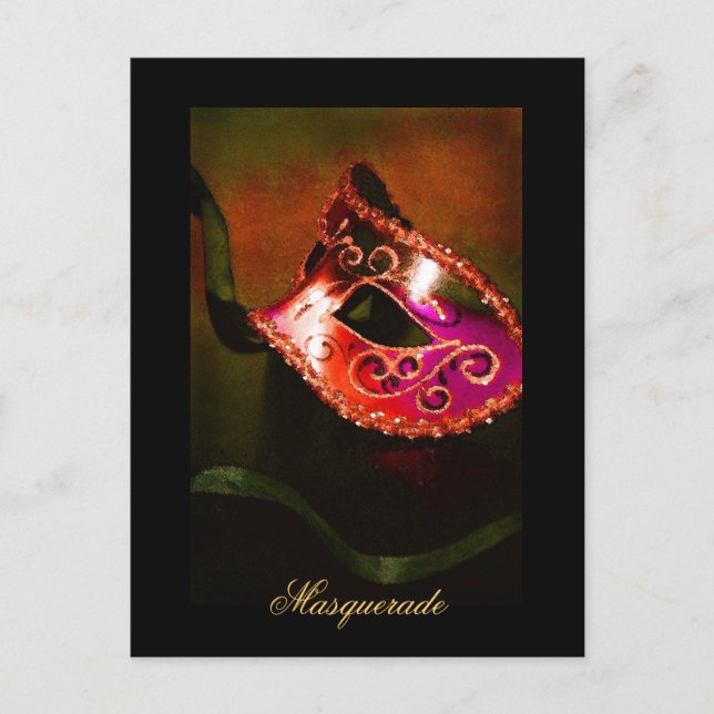 Fantasy Masquerade Mask Red Fine Art Postcard (Front)