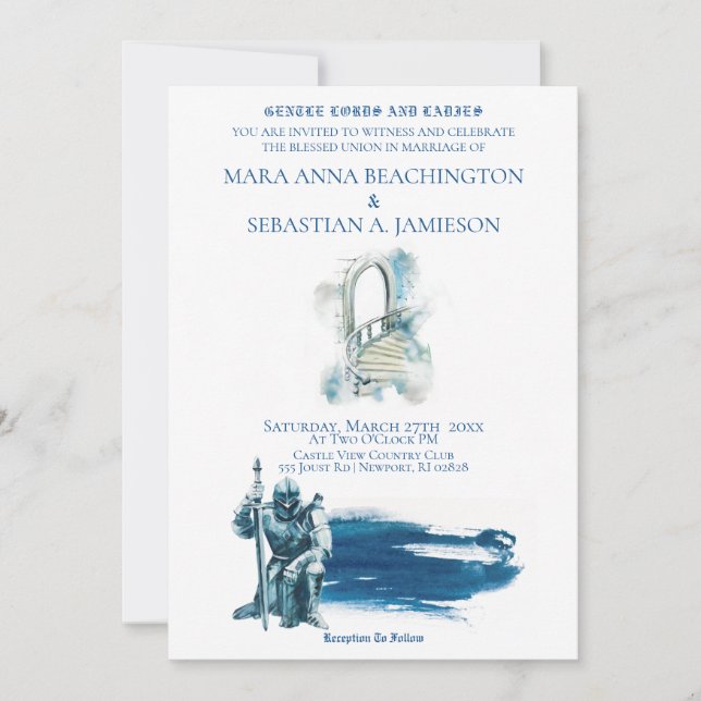 *~* Fantasy Medieval Castle Stairs Knight  Wedding Invitation (Front)