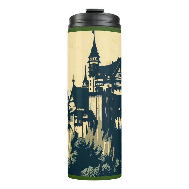 Fantasy Medieval Castle - Woodcut 1 Thermal Tumbler (Front)