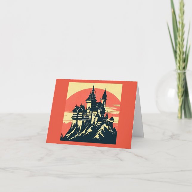 Fantasy Medieval Castle - Woodcut 4 Card (Front)