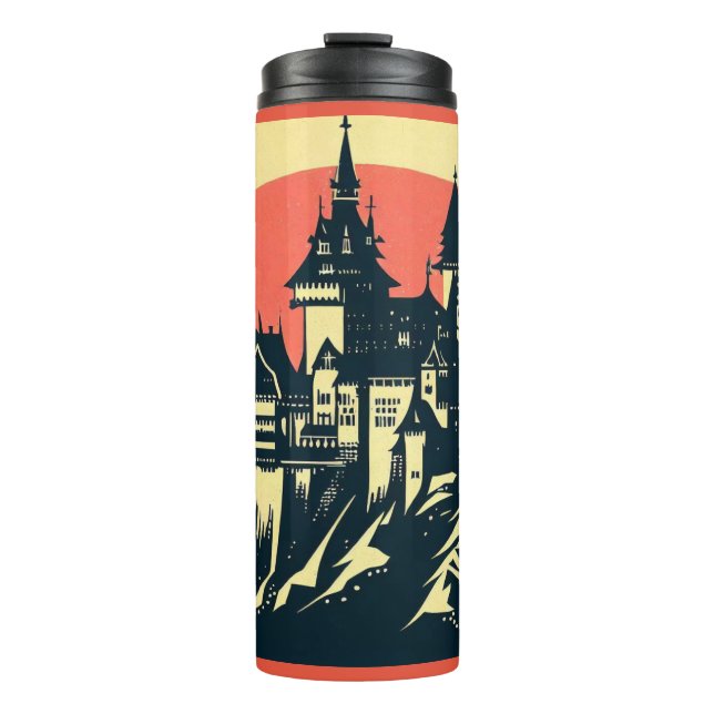 Fantasy Medieval Castle - Woodcut 4 Thermal Tumbler (Front)
