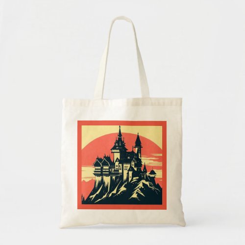 Fantasy Medieval Castle _ Woodcut 4 Tote Bag