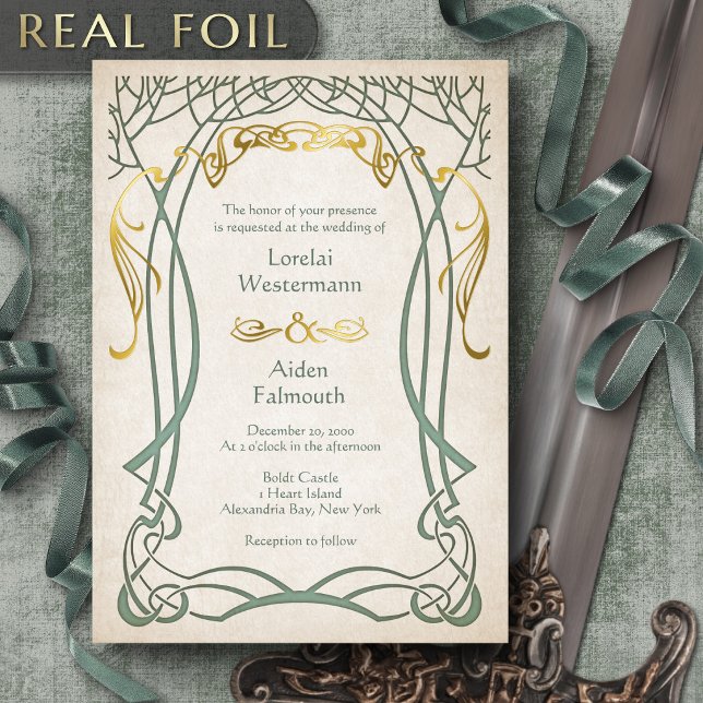 Fantasy Medieval Celtic Wedding Foil Invitation (Creator Uploaded)