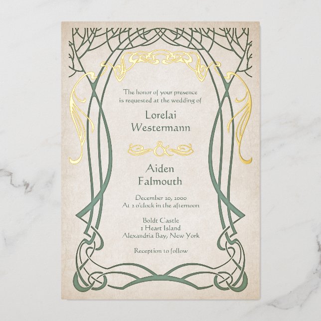Fantasy Medieval Celtic Wedding Foil Invitation (Front)