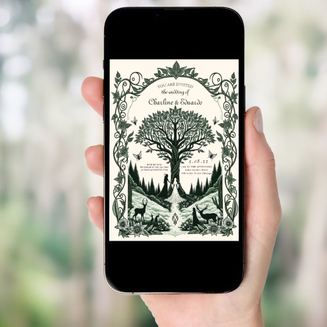 Fantasy Medieval engraving Art Wedding  Invitation (Front Digital)