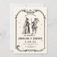 Fantasy Medieval engraving Art Wedding Invitation