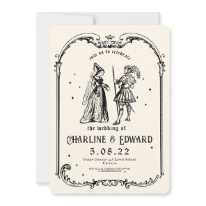 Fantasy Medieval engraving Art Wedding  Invitation