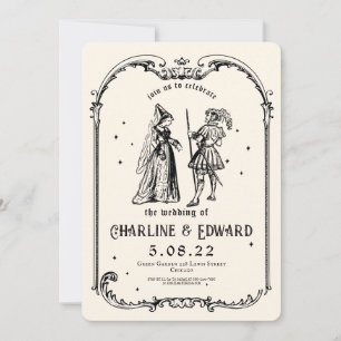 Fantasy Medieval engraving Art Wedding  Invitation