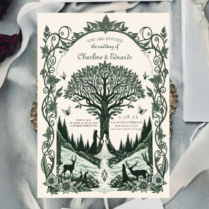 Fantasy Medieval engraving Art Wedding  Invitation