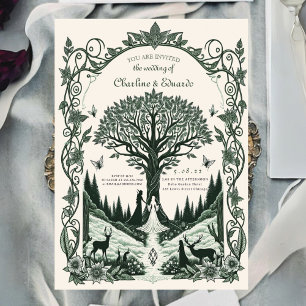 Fantasy Medieval engraving Art Wedding  Invitation