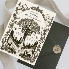 Fantasy Medieval engraving Art Wedding  Invitation