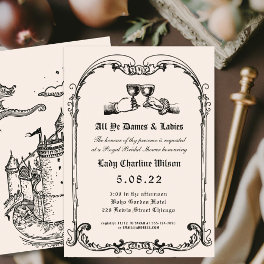 Fantasy Medieval engraving Bridal Shower Invitation