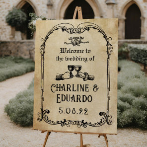Fantasy Medieval engraving Wedding Welcome Sign