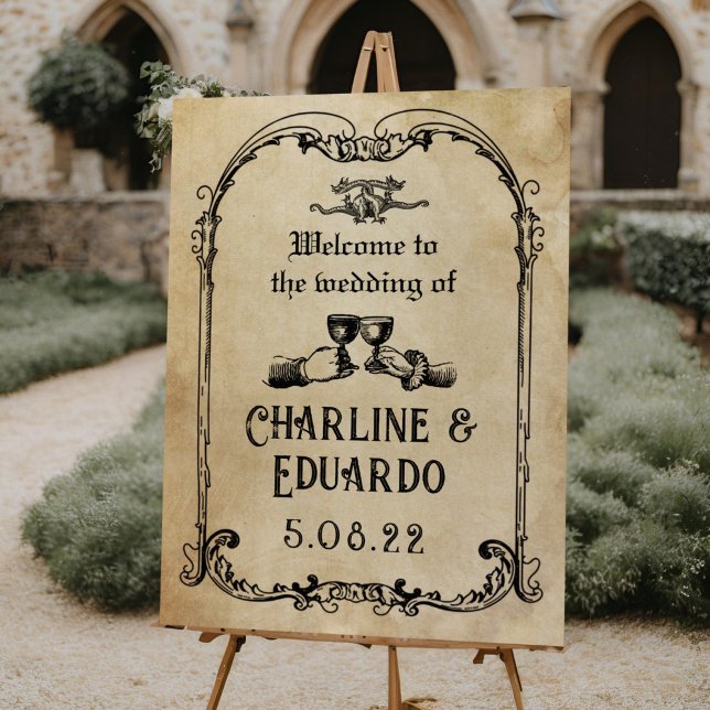 Fantasy Medieval engraving Wedding Welcome Sign (Creator Uploaded)