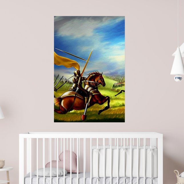 Fantasy Medieval Knight AI Digital Art Poster #01 (Nursery 2)