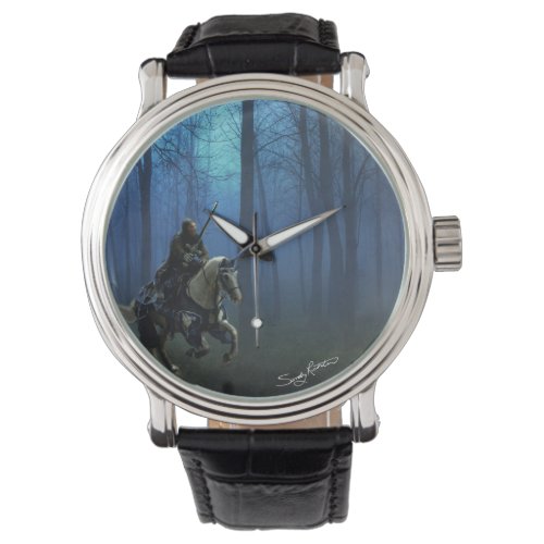 Fantasy Medieval Knight on Horseback in Moonlight Watch